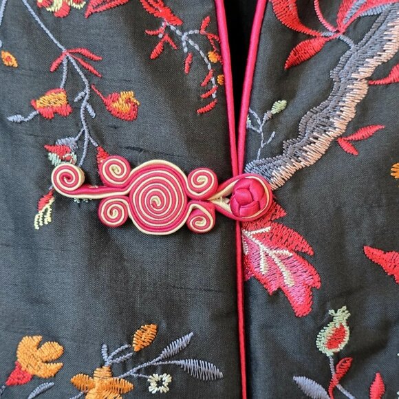 100% Silk Traditional Chinese Embroidered Blazer Jacket, Medium or Small Petite - Picture 5 of 7